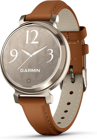 GARMIN LILY 2 CREAM GOLD CASE WITH TAN LEATHER BAND