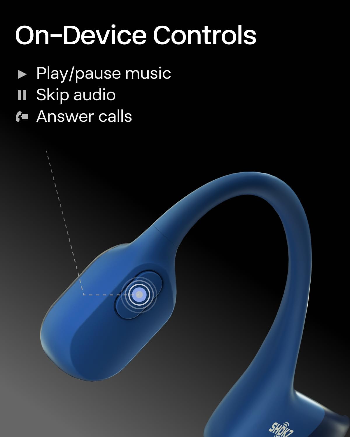 SHOKZ OpenRun Bone Conduction Headphones, Open-Ear Bluetooth Sports Earphones with Mic, IP67 Waterproof Wireless Headset for Running and Workout, 8H Playtime, USB-C - Blue, Sport headband