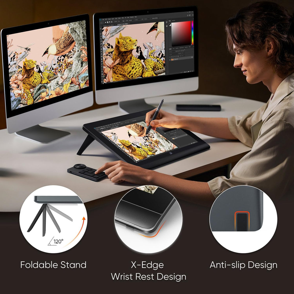 XP-PEN Artist Pro 16(Gen 2) Graphics Tablet, Digital Drawing Pad, Pen Tablet with 16 Inch QHD Screen, Monitor with Mini Direct Keyboard Shortcut, Fully Laminated with Stand, Smart X3 Pro Chip