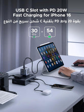 UGREEN 20W Nexode Power Strip UK, AC Outlets, 4 USB Slots 2990W Max Multiple Plug, with 1.5m Extension Cord, Charging Station for Multiple Devices, Fast Charging for Home, Office, Travel