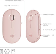 Logitech MK470 Slim Wireless Keyboard and Mouse Combo - Modern Compact Layout, Ultra Quiet, 2.4 GHz USB Receiver, Plug n' Play Connectivity, Compatible with Windows, US INT'L - Rose