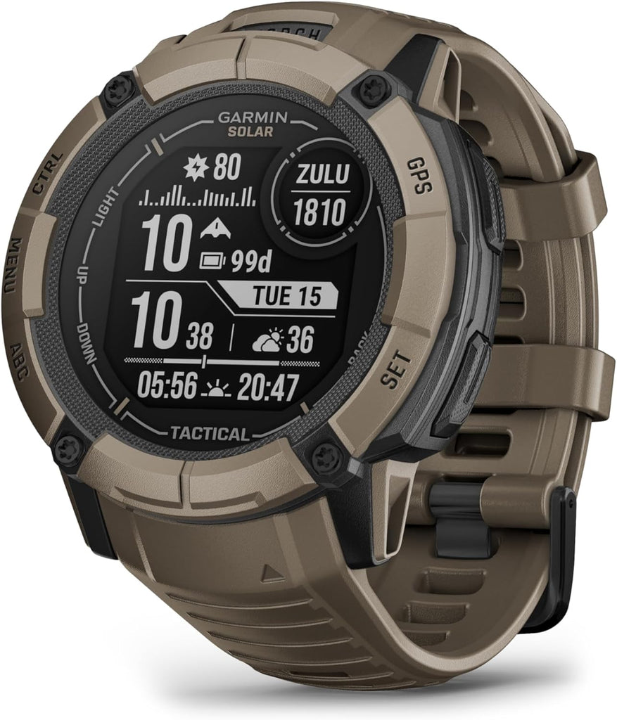 GARMIN Solar Charging Smartwatch Instinct® 2X Solar - Tactical Edition | Fitness Watch with Unlimited Battery Life, Built-in LED Flashlight and Built-in Sports Apps | 24/7 Health Monitoring