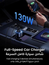 UGREEN 130W Type C Car Fast Charger, 3-Port Macbook USB Car Power Adapter With 100W USB C Cable, Automobile Charger Plug for Samsung S25 Series, iPhone, Steam Deck, Macbook, Laptops, Tablets, Huawei