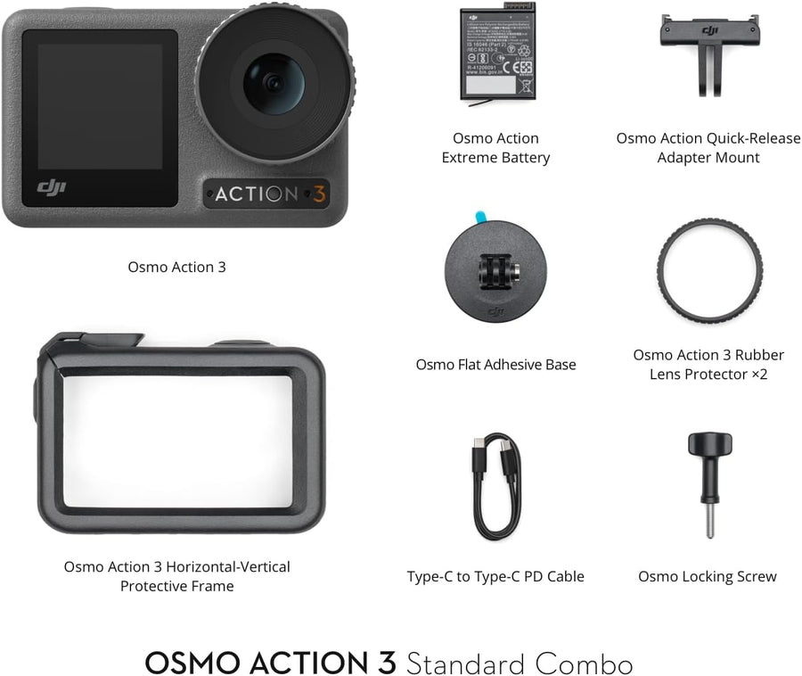 DJI Osmo Action 3 Standard Combo - Action Camera 4K HDR & Wide FOV