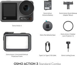 DJI Osmo Action 3 Standard Combo - Action Camera 4K HDR & Wide FOV, 10-Bit Color Depth, HorizonSteady, Waterproof, Cold Resistant & Long-Lasting, Vlog Camera, UAE Version