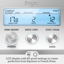Sage - The Smart Grinder Pro - Conical Burr Coffee Grinder - with 60 grind settings, Programmable, Automatic, Brushed Stainless Steel - UAE Version, 2 Year Manufacturer Warranty