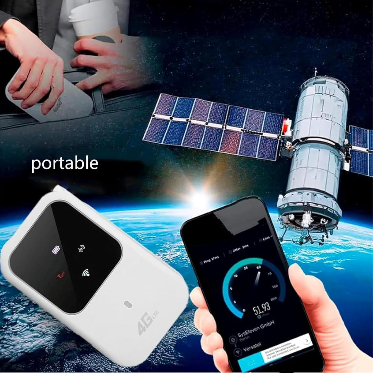 HOUKUNKA Ryokopro Portable WiFi, Muamaryoko Wireless Network, High Speed Smart Router for Anywhere, Standalone WiFi Hotspot (1set)