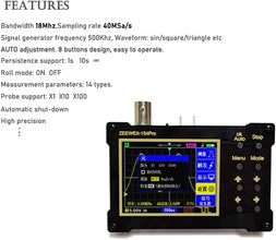 Morelian DSO154Pro 320 * 240 Resolution 2.4-inch TFT Color Screen Digital Oscilloscope 40MSa/s Sampling Rate Support Signal Generator