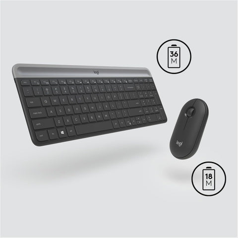 Logitech MK470 Slim Wireless Keyboard and Mouse Combo - Modern Compact Layout, Ultra Quiet, 2.4 GHz USB Receiver, Plug n' Play Connectivity, Compatible with Windows - Black