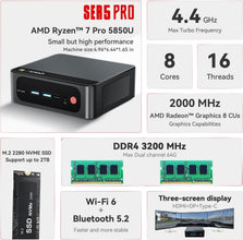 Beelink SER5 Pro Mini PC, AMD Ryzen 7 5850U (8C/16T,Up to 4.3GHz) 32GB DDR4 500GB M.2 PCIe3.0 SSD Mini Desktop Computer Support 4K Triple Display/DP/HDMI/Type-C/WiFi 6/BT5.2