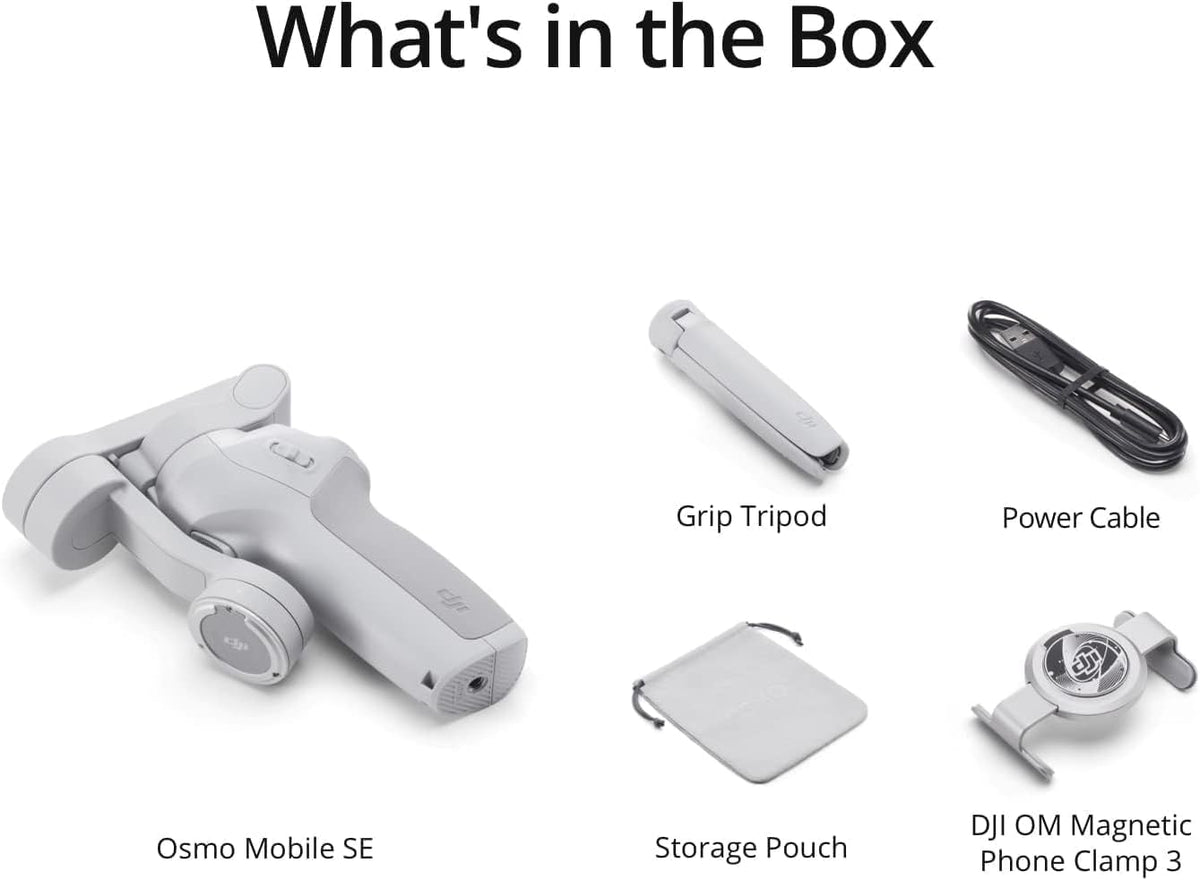 DJI OSMO Mobile SE Intelligent Gimbal, 3-Axis Phone Gimbal, Android and iPhone Gimbal, Vlogging Stabilizer YouTube and TikTok Videos, UAE Version with Official Warranty Support