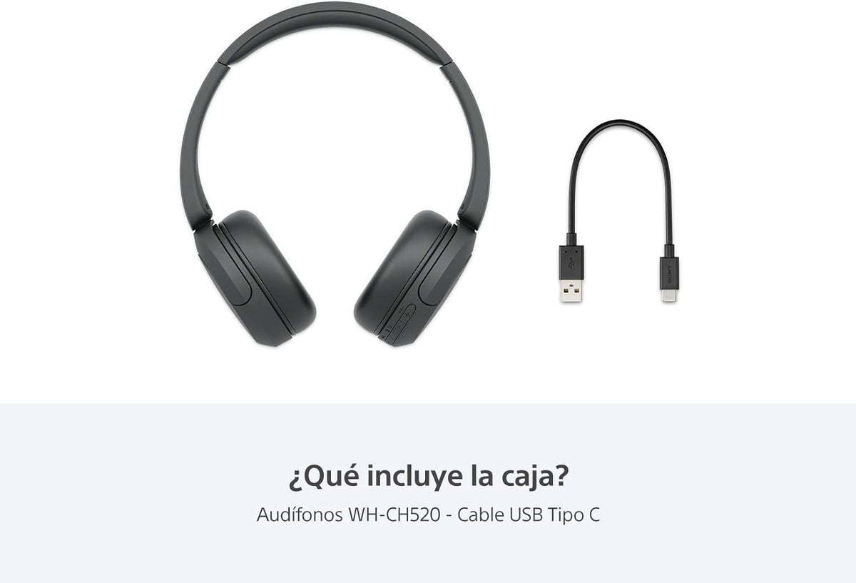 Sony WH-CH520 Wireless On-Ear Headphones Up to 50 Hours Battery Life, Black (National Version)