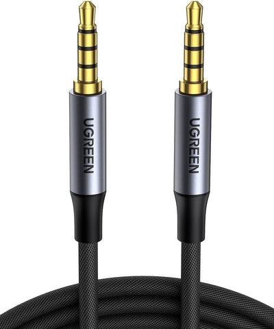 UGREEN Aux Cable 3.5mm 4-Pole Male to Male Audio Cable 2M with Mic Flexible Braided TRRS Aux Cord Auxiliary Cord Compatible for MacBook Pro 2021 Mic PS4 Xbox Switch Phone Tablet Car Stereo MP3 Player