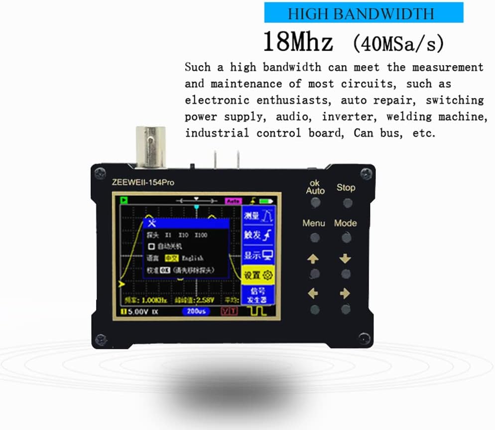 Morelian DSO154Pro 320 * 240 Resolution 2.4-inch TFT Color Screen Digital Oscilloscope 40MSa/s Sampling Rate Support Signal Generator