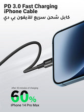 UGREEN iPhone Charger Cable 1M [MFi Certified] Lightning Cable Nylon Braided USB C to Lightning Wire 20W Fast Charing for iPhone 14/14 Pro/Plus /Pro Max, 8-13 All Series, iPad-Black