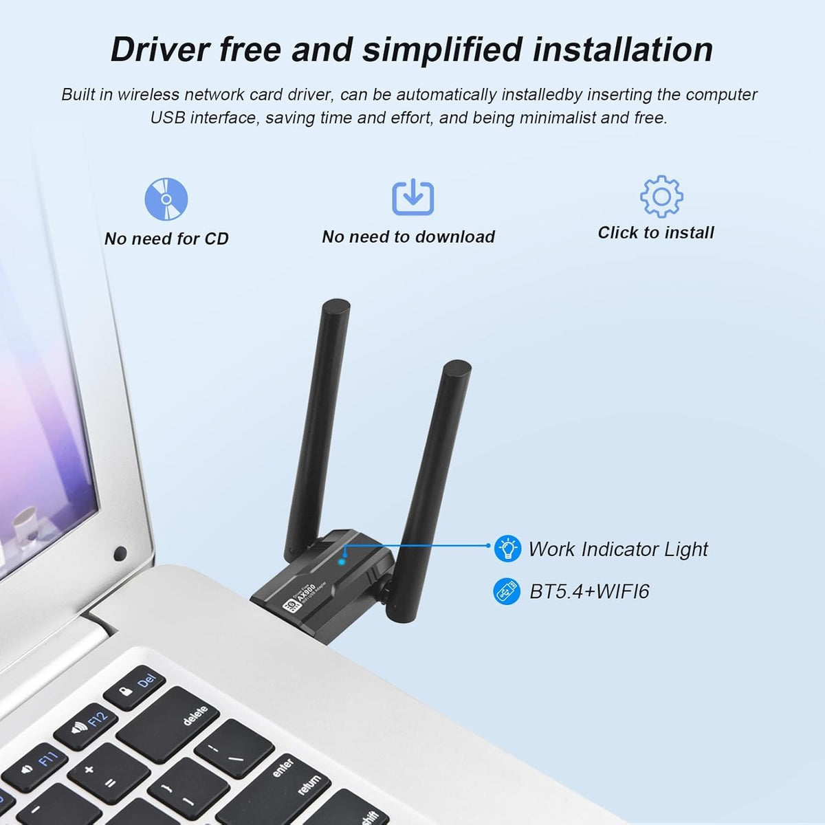 Wireless USB WiFi Adapter for PC, USB WiFi 6 Adapter Bluetooth 5.4, AX900M Dual Band 5/2.4Ghz, Wireless Adapter for Desktop Computer Network Adapters, with 5dBi Antenna, with Windows 7/10/11