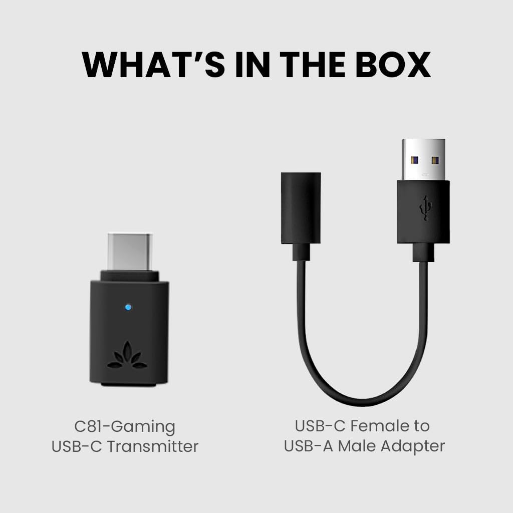 Avantree C81-Gaming - USB-C Bluetooth 5.3 Adapter Dongle for PS5 & Gaming Consoles, with aptX-Adaptive & Low Latency, Wireless Audio Transmitter to Bluetooth Headphones & Earbuds