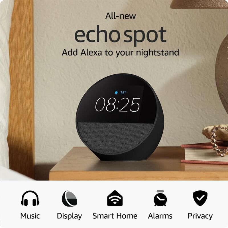 Amazon Echo Spot Smart Alarm Clock with Alexa