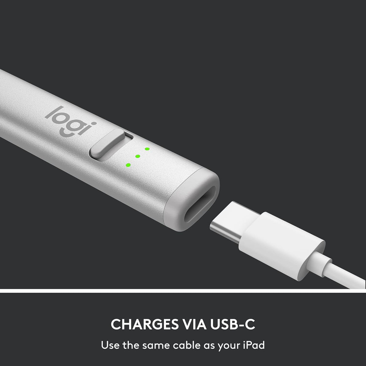 Logitech Crayon Digital Pencil for iPad (USB C Port Compatibility Only) Featuring Apple Pencil Technology, No Lag Pixel-Precision, and Dynamic Smart Tip with Fast USB C Charge - Silver