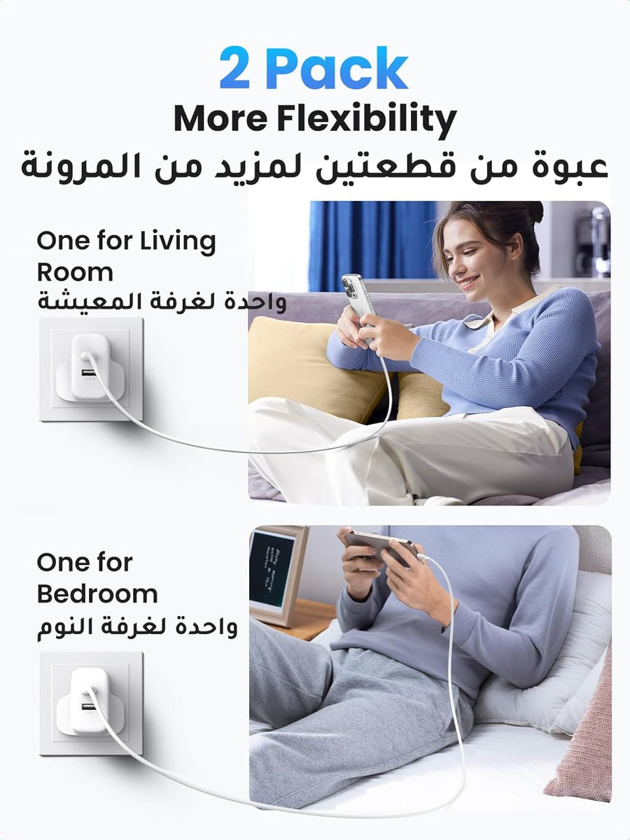 UGREEN 20W iPhone 16 Charger Dual Port Block 2 Pack Fast Wall Adapter