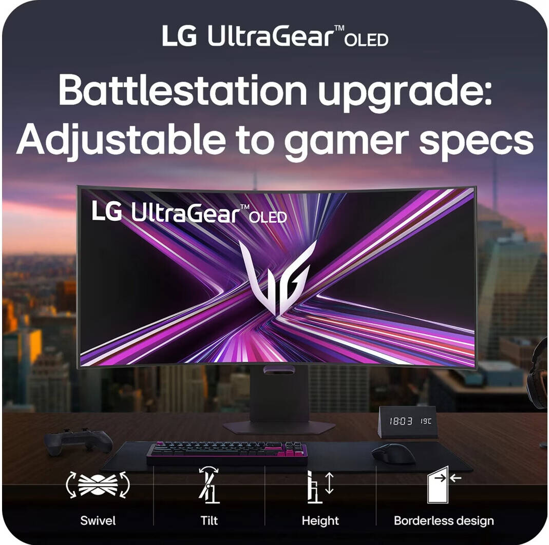 LG 45GX950A UltraGear Gaming Monitor, 45" OLED Display, 5K2K (5120 x 2160) Resolution, 165Hz Refresh Rate, 0.03ms (GtG) Response Time, AMD FreeSync Premium Pro & NVIDIA G-Sync Technology | 45GX950A