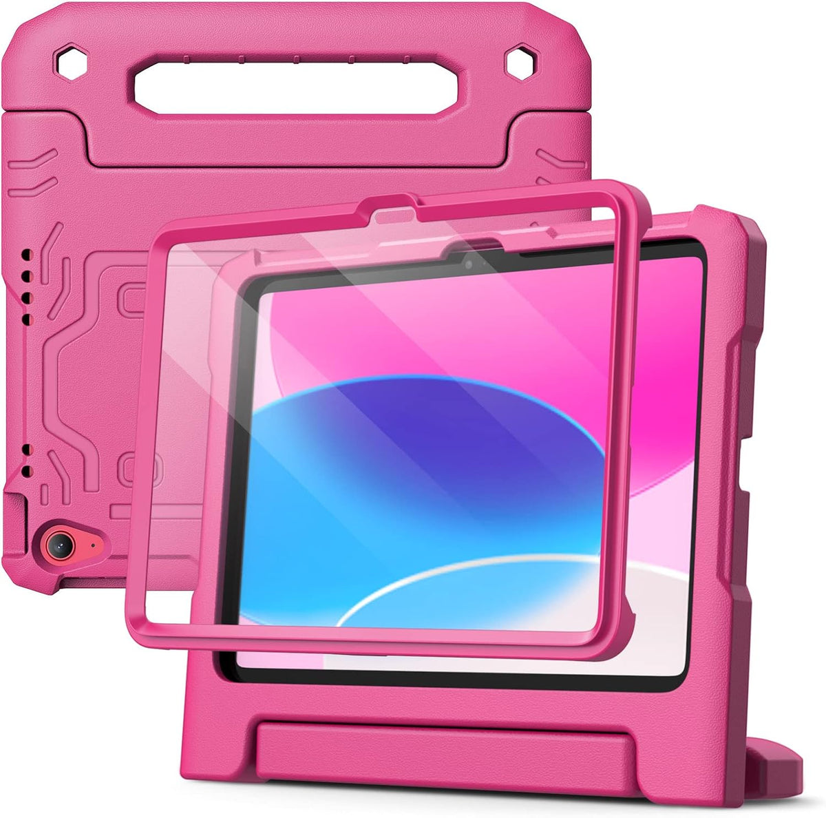 JETech Kids Case for iPad (A16) 11th/10th Generation (2025/2022) with Built-in Screen Protector, Shockproof Full-Body Handle Stand Tablet Protective Cover (Plum)