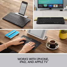 Logitech Keys-To-Go Wireless Bluetooth Keyboard For iPhone, iPad, Smartphone, Tablet, Android, Windows, Apple TV, Ultra-Thin, Ultra-Light, Short-Cut Keys, QWERTY UK Layout - Black