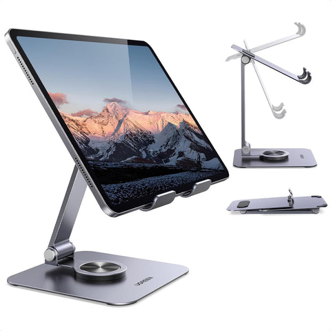 UGREEN iPad Stand 360° Rotatable Metal Phone and Tablet Stand Holder for Desk Adjustable Foldable Tablet Mount Compatible with All up tp 13'' Devices iPhone 16 Pro Max iPad Pro/Air/Mini Galaxy Tab