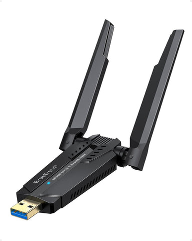 BrosTrend AXE5400 WiFi 6E USB Adapter, Long Range USB WiFi Adapter for PC Desktop Laptop, Tri-Band 6GHz 2402Mbps + 5GHz 2402Mbps + 2.4GHz 574Mbps, Wireless 6 Dongle Wireless Dongle for Windows 11/10