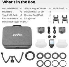 GODOX MF12-DK1 Dental Flash Kit for Sony 2-Light TTL Macro System with X2T-S Trigger and Accessories