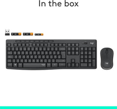 Logitech MK295 Silent Wireless Mouse & Keyboard Combo with SilentTouch Technology, Full Numpad, Advanced Optical Tracking, Lag-Free Wireless, 90% Less Noise, AR Keyboard - Graphite