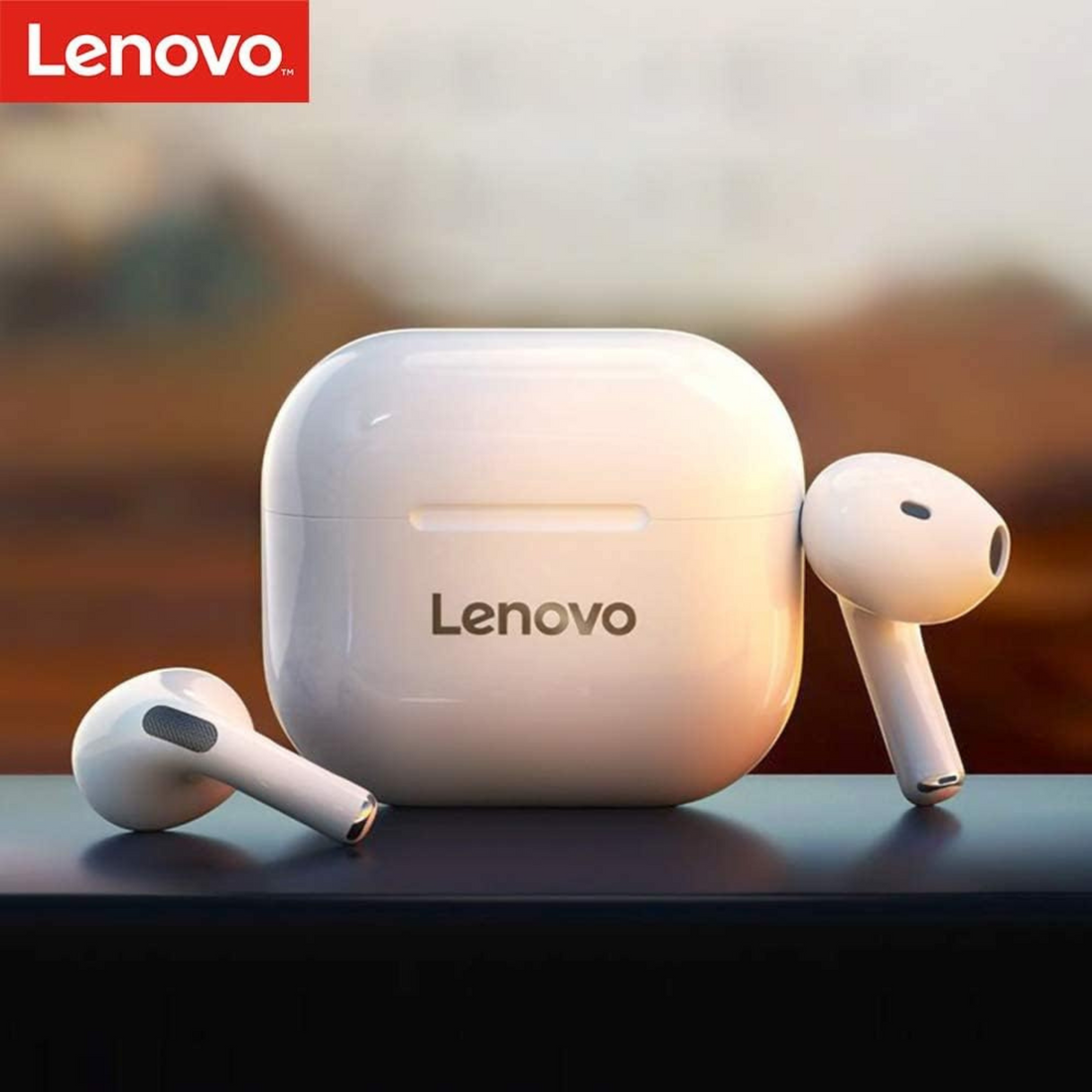 Lenovo LivePods LP40 TWS Semi-In-Ear Earbuds BT 5.0 True Wireless Earbuds with Touch Control Handsfree Call Stereo Sound Noise Cancelling Headphones with Two-Ear Design