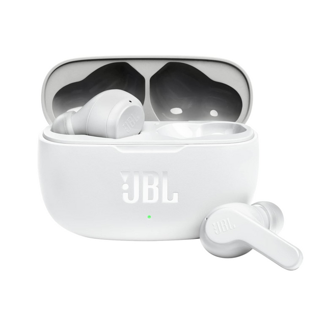 JBL Wave200 True Wireless Earbud Headphones, Deep Powerful Bass, 20H Battery, Dual Connect, Hand-Free Call, Voice Assistant, Comfortable Fit, IPX2 Sweatproof, Pocket Friendly - White, JBLW200TWSWHT