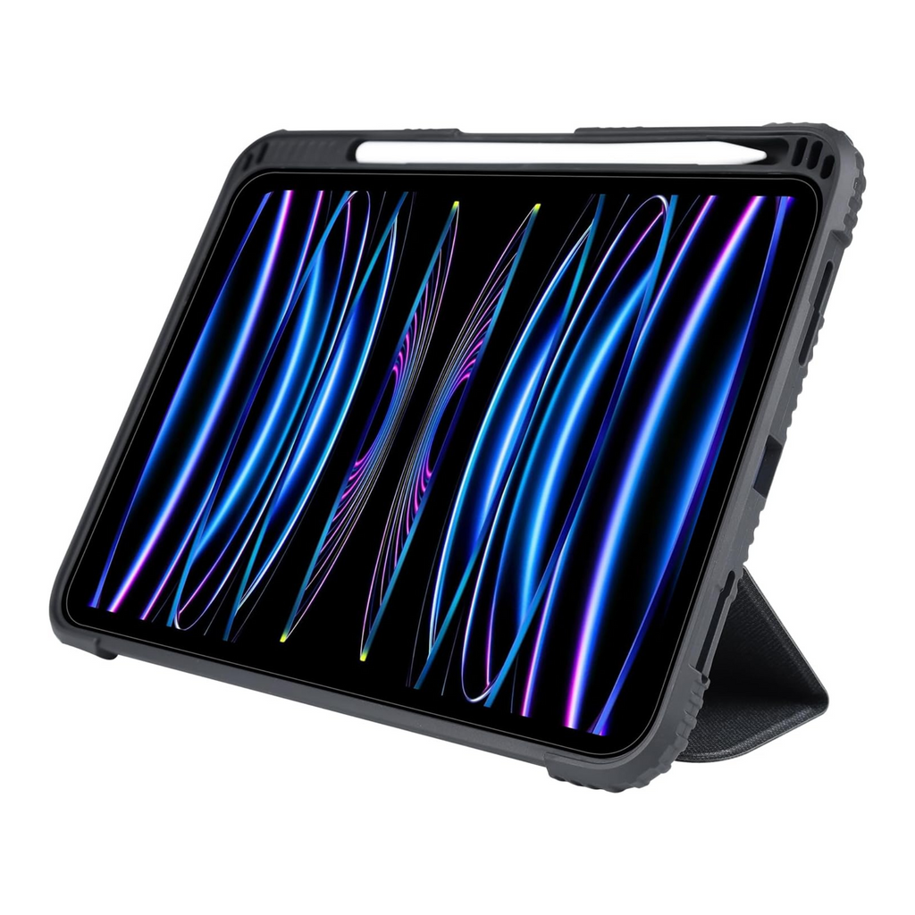 Max & Max Rugged Case For Apple Ipad 10.9" 10th Generation Drop Protection/Anti-Slip/Kids Friendly, Pencil Or Crayon Holder, Clear Transparent Back (Black)