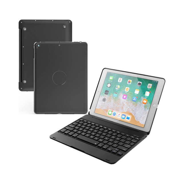 eWINNER Stylish Smart Folio Hard Back Cover Case Wireless Bluetooth Keyboard Compatible with iPad 9.7 inch/iPad 6th Gen(2018)/iPad 5th Gen(2017)/iPad Pro 9.7 inch/iPad Air 2 & 1 (Black)