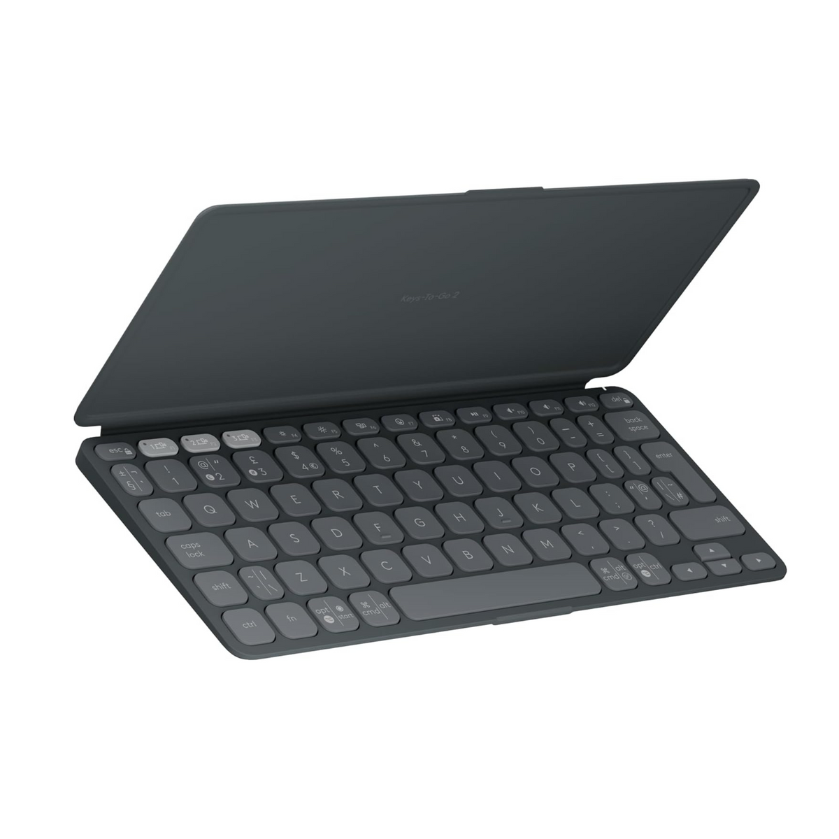 Logitech Keys-To-Go 2 Portable Bluetooth Keyboard for Tablet With Built-in Cover, Slim and Compact Wireless Keyboard for Windows, Android, Linux, iPad, iPhone, Mac, Apple TV, ARA - Graphite Logitech
