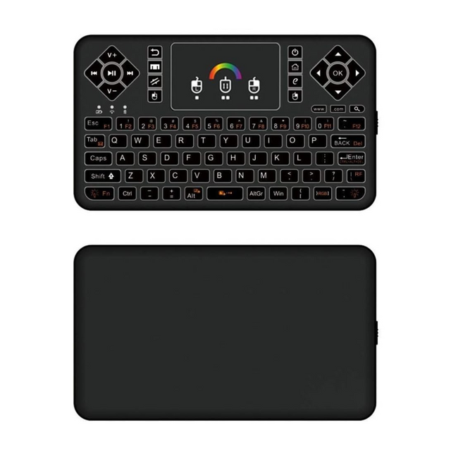 KASTWAVE Mini Wireless Keyboard, Q9 Portable Rechargeable Keyboard with Touchpad Colorful Backlit, Handheld Remote Keyboard for PC,Raspberry Pi 4, Android TV Box,KODI,Windows 7 8 10