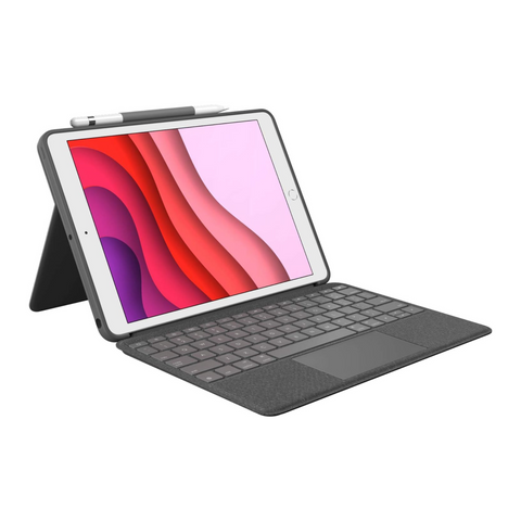 Logitech Combo Touch for iPad (7th, 8th & 9th Gen : A2197/A2200/A2198/A2270/A2428/A2429/A2430), Keyboard Case with Trackpad, Wireless Detachable Keyboard, Soft Slim Cover, Adjustable Stand, QWERTY UK