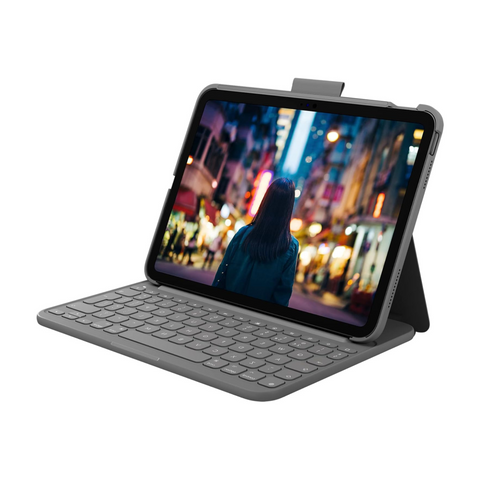 Logitech iPad (10th Generation) Keyboard Case | Slim Folio with Built-in Wireless Keyboard, Englishes QWERTY Layout, Graphite