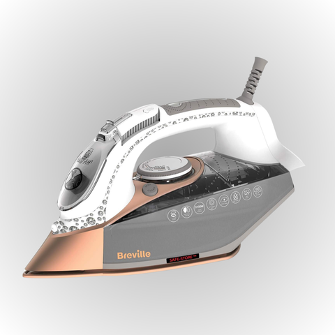 Breville DiamondXpress Steam Iron | 3100 W | 200G Steam Shot | Multi-Directional Diamond Ceramic Soleplate | 400 ml Easy-Fill Water Tank White & Rose Gold | VIN401