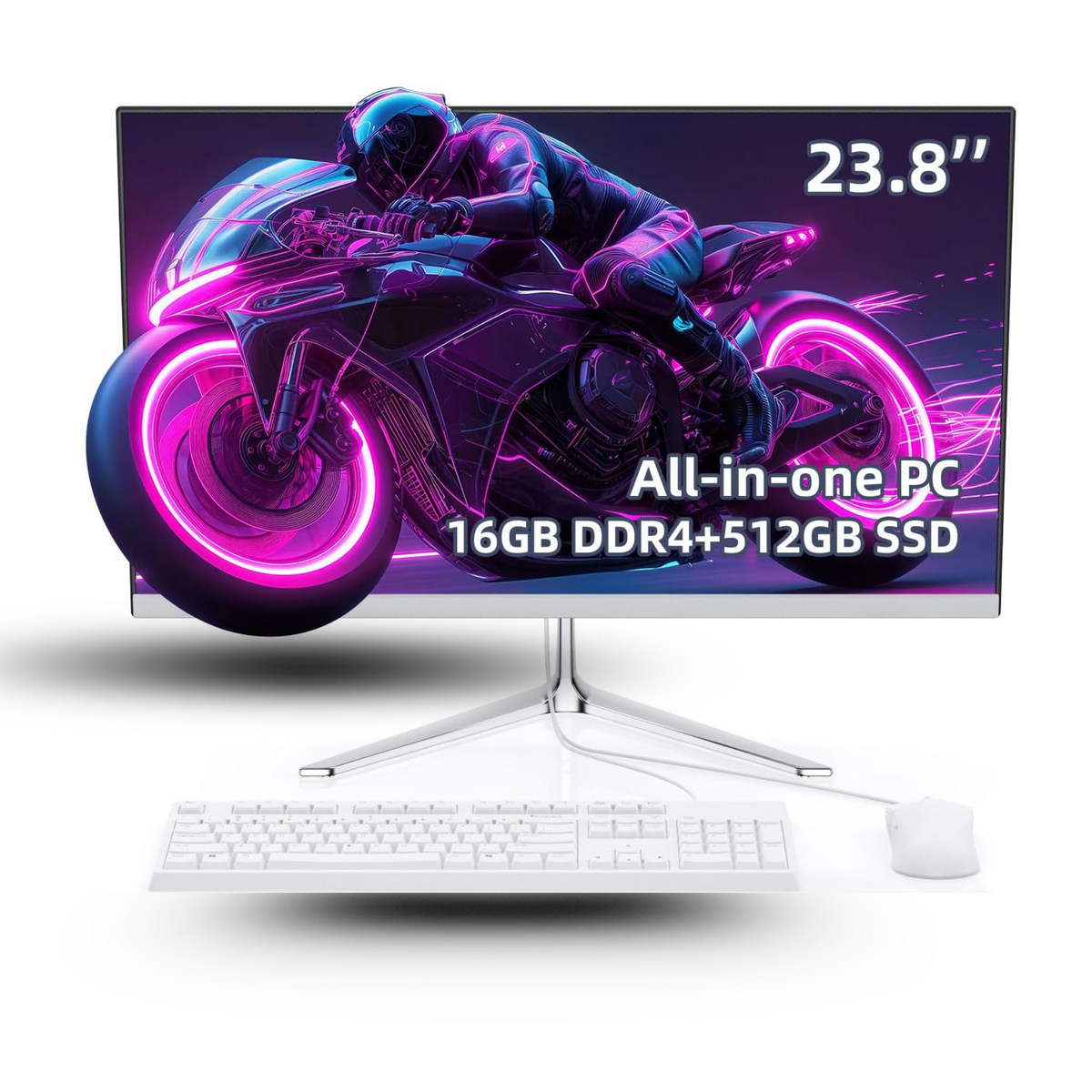 All-in-One Desktop,All-in-one Desktop pc,Intel Quad-Core N5095 Processor,16GB RAM, 512GB SSD, Dual-Band WiFi 2.4/5.0Ghz & Bluetooth 4.2, Windows 11, Includes Keyboard and Mouse Set