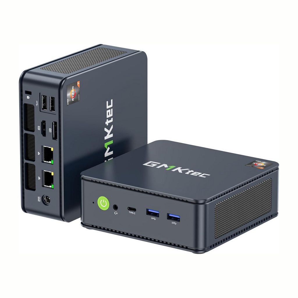 GMKtec Mini PC 5825U, M5 Plus Dual LAN 2.5G Desktop Computer Windows 11 Pro, AMD Ryzen 7 5825U (8C/16T 4.50Ghz), 16G DDR4 RAM + 512GB Hard Drive PCle SSD, WiFi 6E, USB3.2, USB-C, BT 5.2, DP, HDMI
