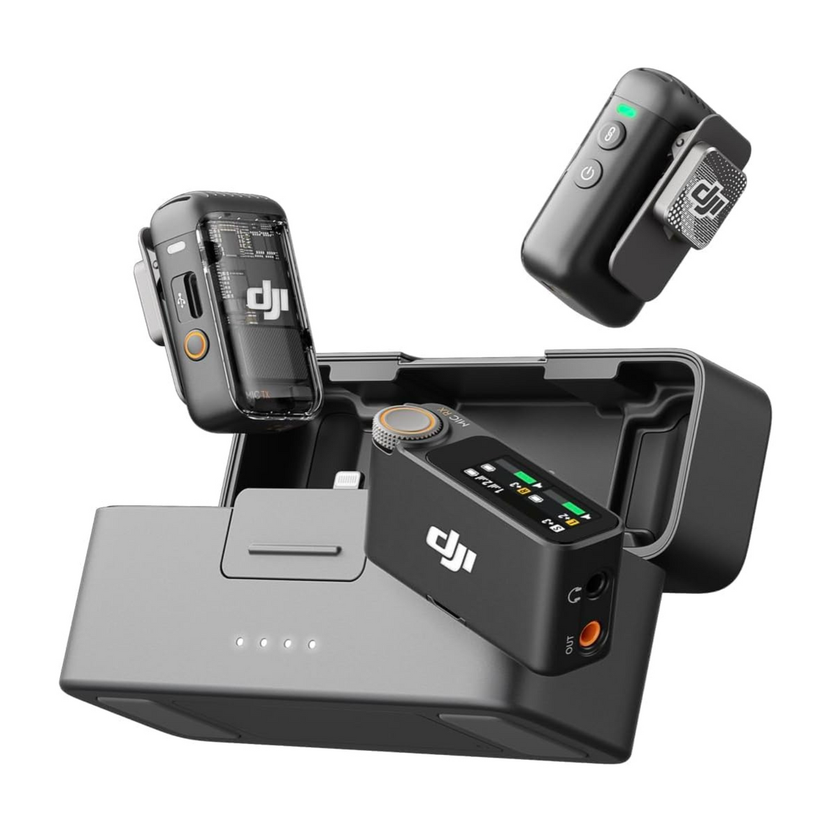 DJI Mic 2 (2 TX + 1 RX + Charging Case), Wireless Microphone, Intelligent Noise Cancelling, 32-bit Float Internal Recording, 250m (820 ft.)