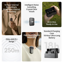 DJI Mic 2 (2 TX + 1 RX + Charging Case), Wireless Microphone, Intelligent Noise Cancelling, 32-bit Float Internal Recording, 250m (820 ft.)