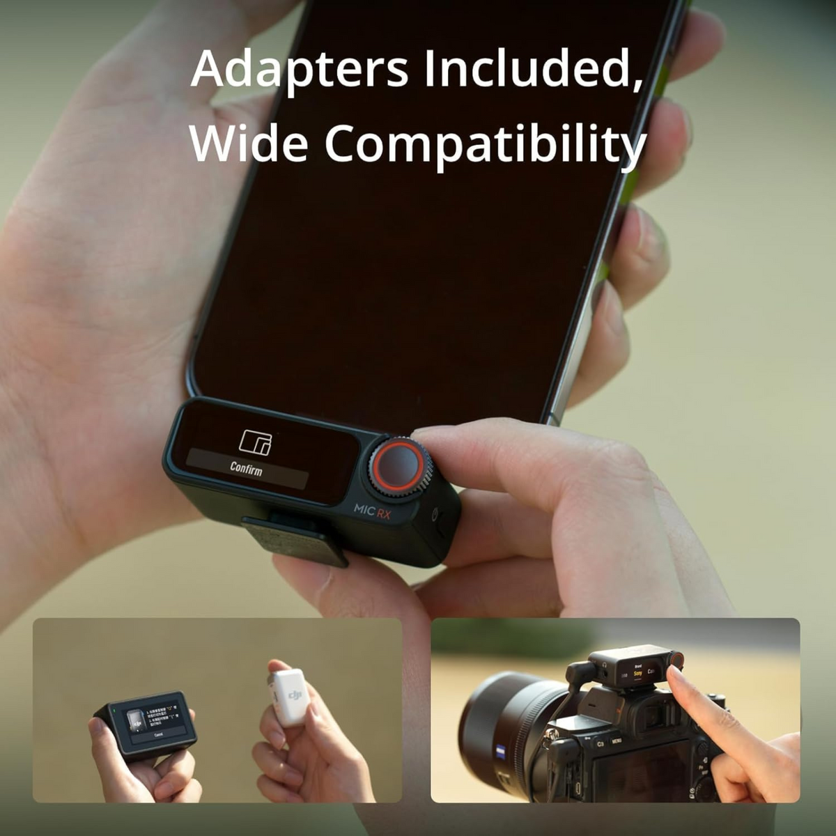 DJI Mic 2 (2 TX + 1 RX + Charging Case), Wireless Microphone, Intelligent Noise Cancelling, 32-bit Float Internal Recording, 250m (820 ft.)