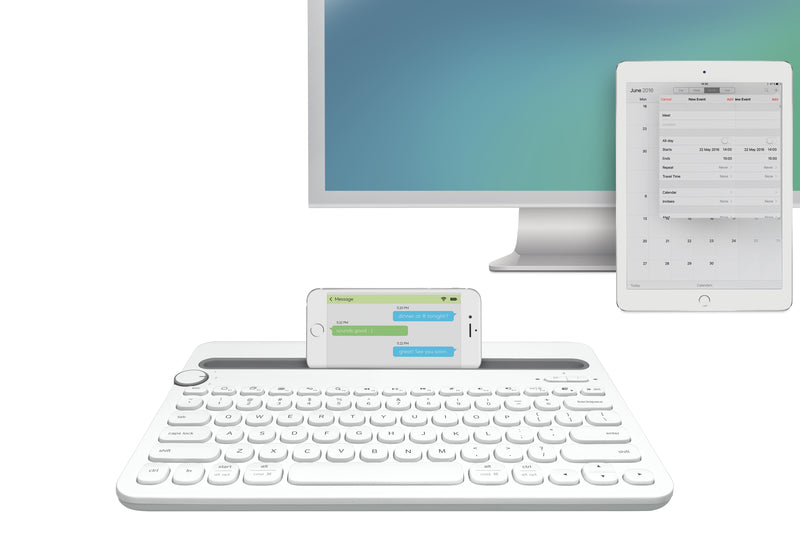Logitech K480 Wireless Multi-Device Keyboard for Windows, Apple iOS android  PC/Mac/Laptop/Smartphone/Tablet, English Layout - White