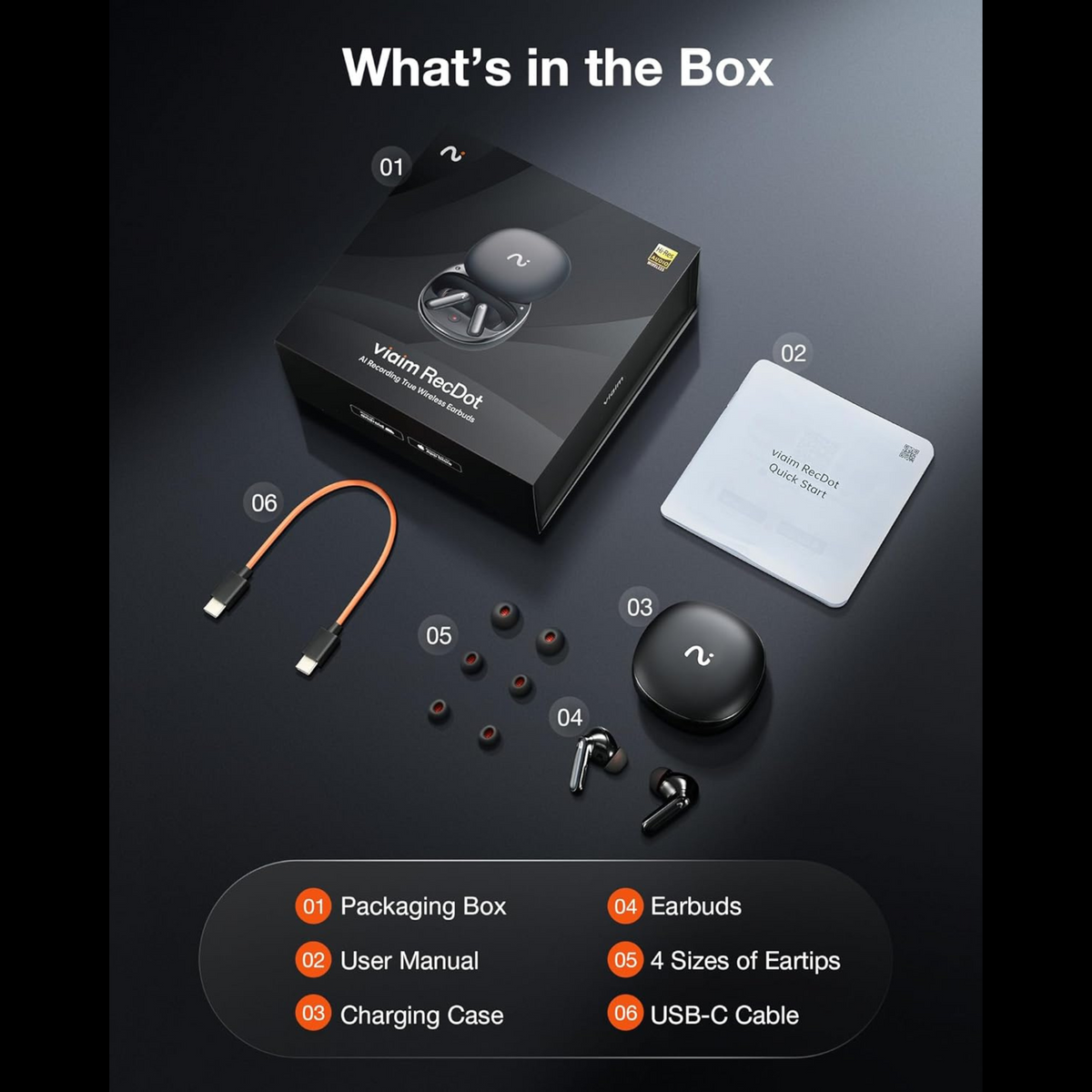 VIAIM RecDot AI Earbuds - AI Meeting Assistant with Real-Time Transcription & Translation (16 Languages), FlashRecord, 48dB ANC, To-Do Lists & Summaries - Black