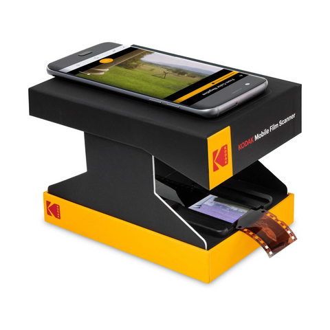 KODAK Mobile Film Scanner - Fun Novelty Scanner Lets You Scan and Play with Old 35mm Films & Slides Using Your Smartphone Camera - Cardboard Platform & Eco-Friendly Toy LED Backlight