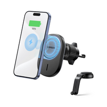 UGREEN iPhone 16 Pro Magsafe Car Wireless Charger Holder 2-in-1 Car Cradle Magnetic Wireless USB Charger Magsafe for Dashboard/Windshield/Air Vent, iPhone 16/15/14/13/Series