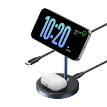 UGREEN MagFlow Wireless Charger Stand 2 in 1 Qi Magsafe Charging Station, Earbuds &Phone Charger Magnetic Holder for iPhone 16/15/14/13/12, AirPods Pro/3/2 360° Free Rotation With USB-C Charging Cable